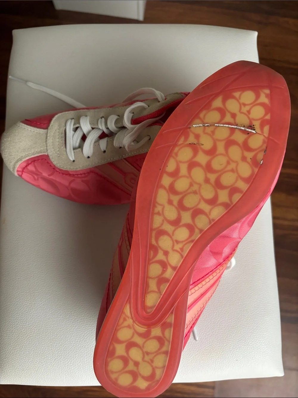 Coach Pink and Beige Lace-Up Women's Sneakers